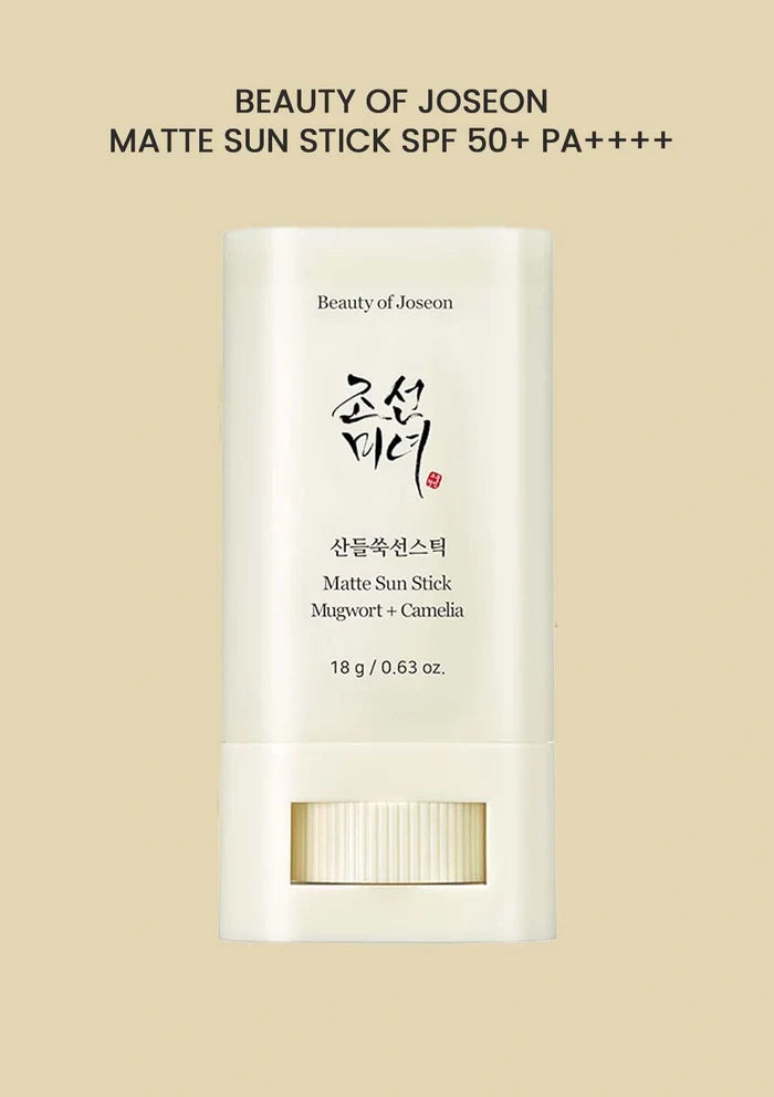 Beauty of Joseon Matte Sun Stick SPF 50+ PA++++ on a beige background