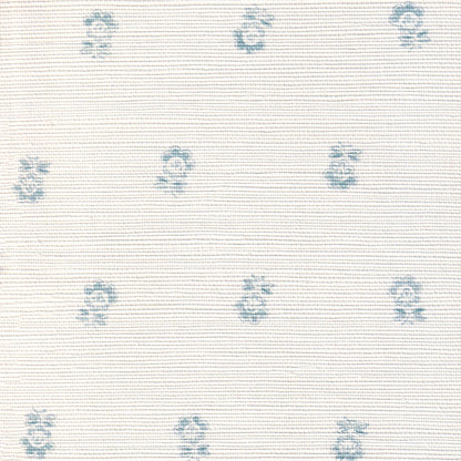 Betty Cornflower wallpaper with blue floral motifs on a light background, made to order in the USA with short lead times