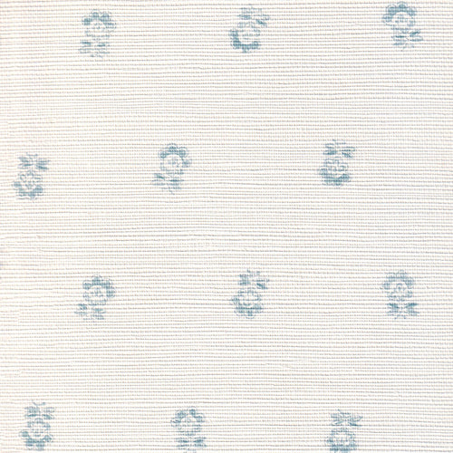 Betty Cornflower wallpaper with blue floral motifs on a light background, made to order in the USA with short lead times