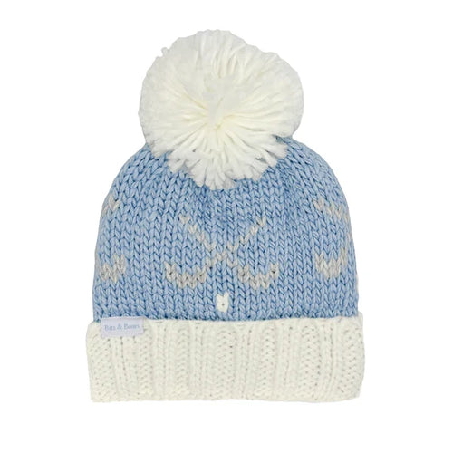 Bit & Bows Golf Bobble Hat-Blue