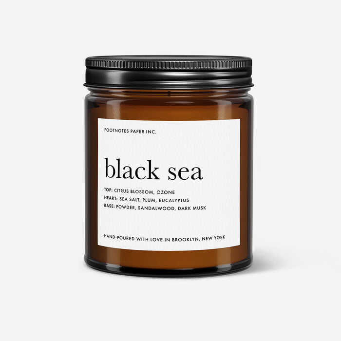 Black Sea Candle | Sea Salt, Musk & Plum - Footnotes Paper