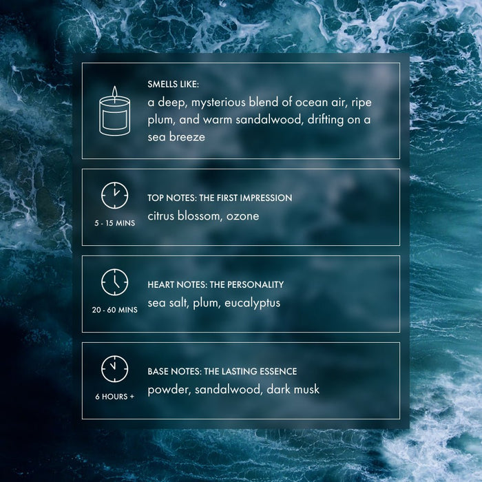Black Sea Candle | Sea Salt, Musk & Plum - Footnotes Paper
