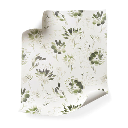 Blake Moss green floral wallpaper, made-to-order and manufactured in the USA with short lead times