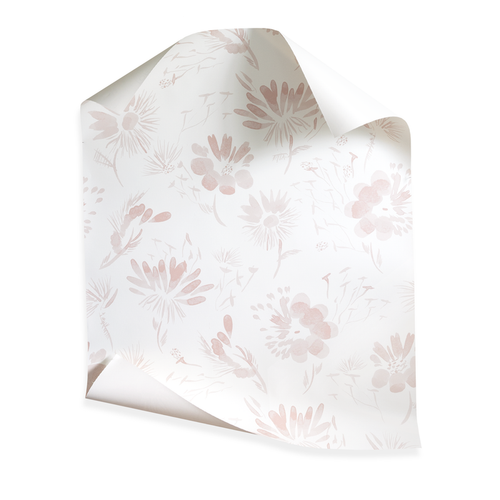 Blake Rose wallpaper with soft pink floral motifs on a subtle backdrop from Pepper Home, perfect for custom decor.