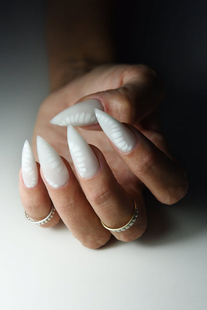 BLOOMING press on nails set for SPRING, milky white nails, stiletto, coffin, square, almond, long, short, gift for fashion girl, reusable – Luxury Handmade Reusable Press On Nails