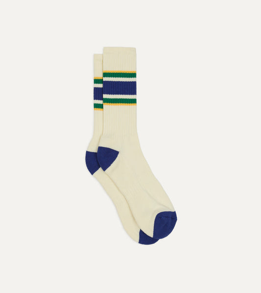 Blue, Yellow and Green Striped Sport Socks