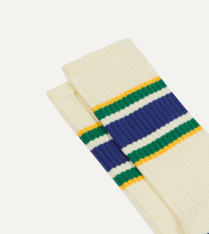 Blue, Yellow and Green Striped Sport Socks