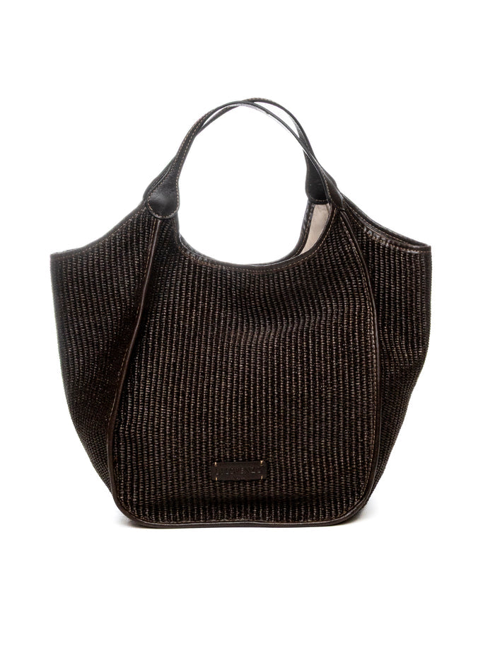 DI LORENZO borsa a spalla gioia testa di moro GIOIA RAFFIA-MORO/CAFFÈ