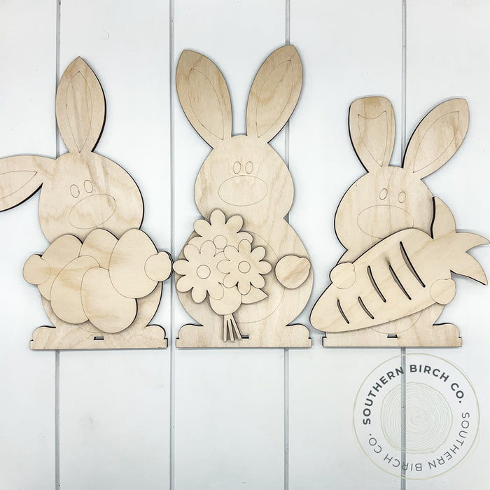 Bunny Trio 3D Shelf Sitter Blank