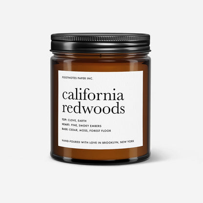 California Redwoods Candle | Pine, cedar, moss - Footnotes Paper
