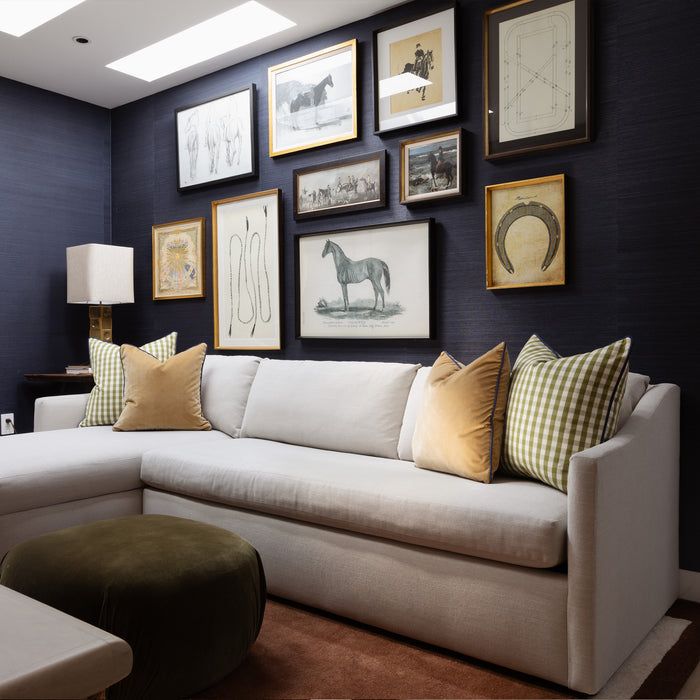 Millie Moss throw pillow styled on a sofa, made-to-order and manufactured in the USA with short lead times