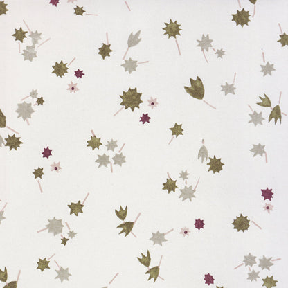 Campbell Moss floral wallpaper with scattered starburst blooms, made to order in the USA with short lead times