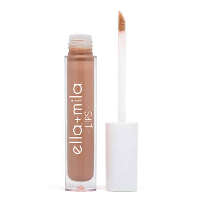 Caramel nude brown liquid lipstick tube with applicator wand – ella+mila Lips