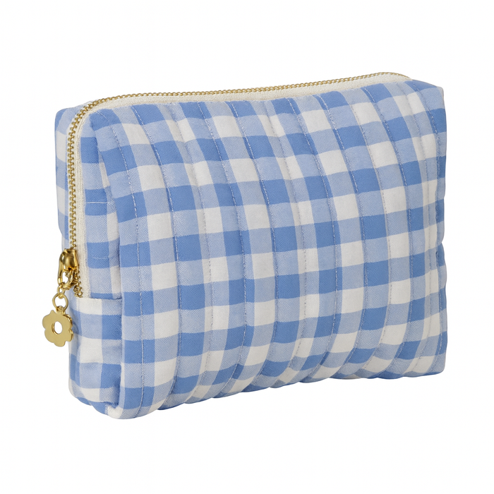 Carolina Blue Gingham Cosmetic Case - Main View - Ellison+Young