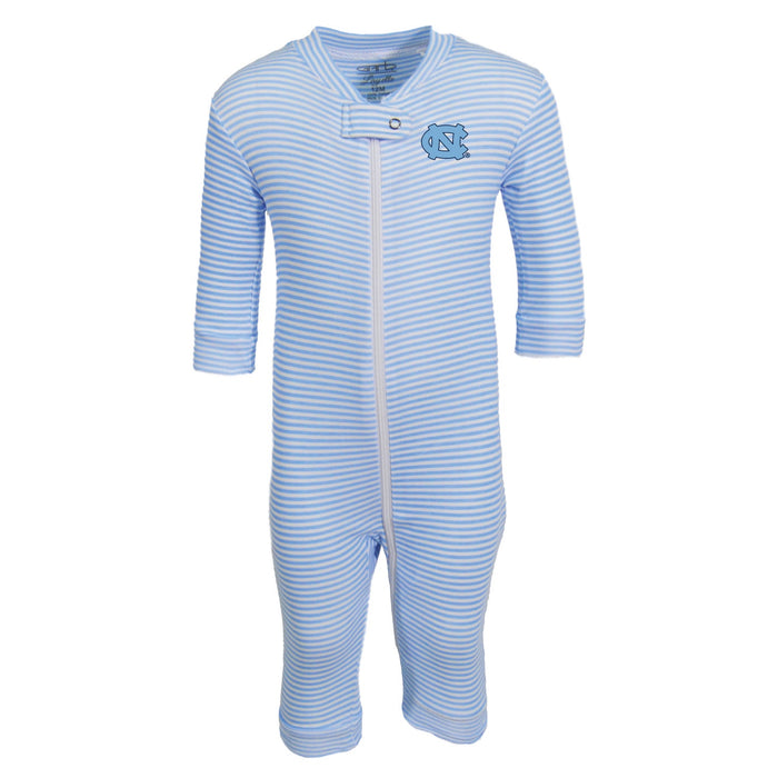 Carolina Blue UNC Striped Long Sleeve Baby Onesie - Main View - Garb