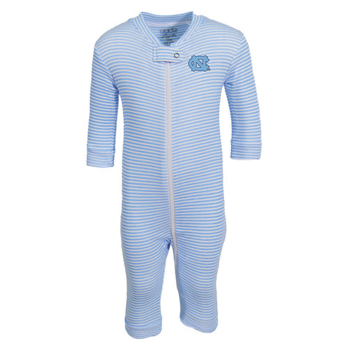 Carolina Blue UNC Striped Long Sleeve Baby Onesie - Main View - Garb