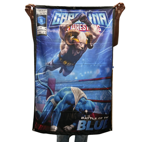 Carolina Wrestling 4ft. Silk Banner Flag with Grommets by Fan Favorite - Main View - Fan Favorite