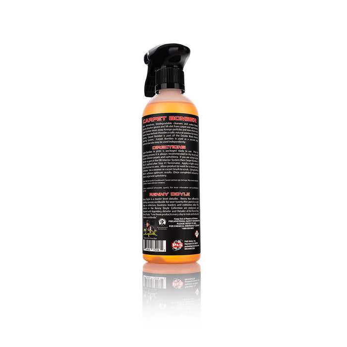 P&S Carpet Bomber 16oz bottle back view on a white background.