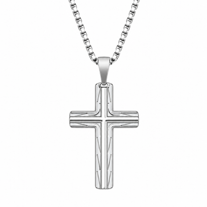 Cassian Stainless Steel Cross Pendant with Sculpted Side Design