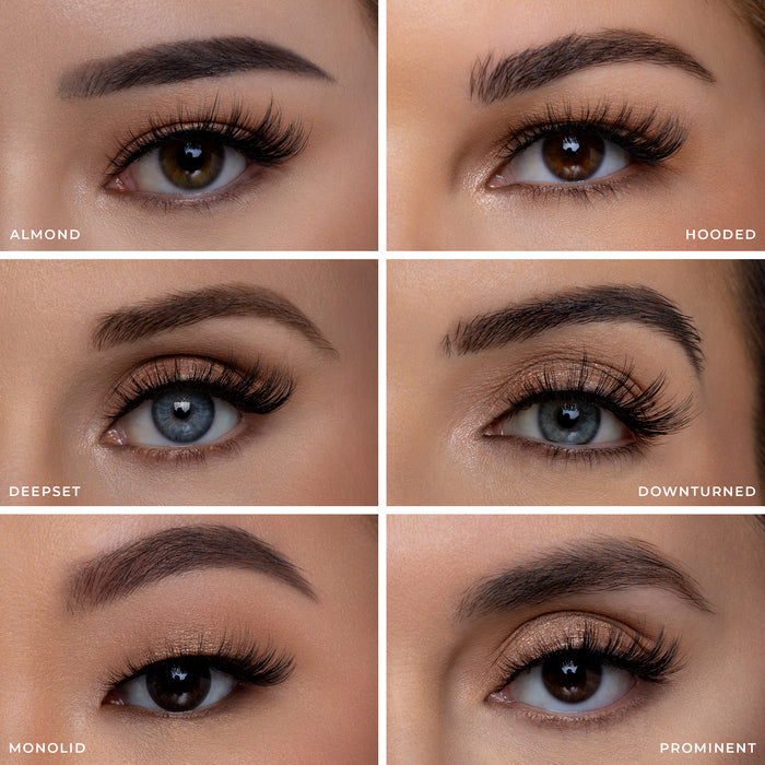 Cat walk false eyelash on different eye shapes.