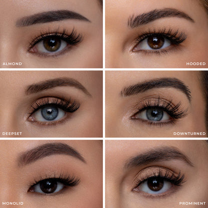 Cat walk false eyelash on different eye shapes.