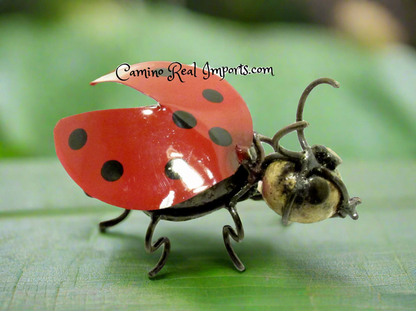 Catarina Lady Bug Rock With Wrought Iron Yard Decor
