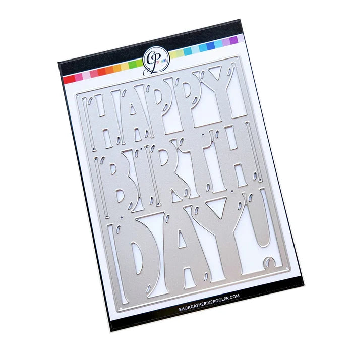 Catherine Pooler - Cover Plate Die - Balloon Letter Birthday. Available at Embellish Away located in Bowmanville Ontario Canada.