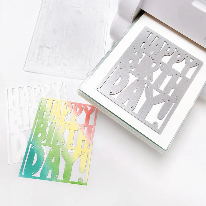 Catherine Pooler - Cover Plate Die - Balloon Letter Birthday. Available at Embellish Away located in Bowmanville Ontario Canada. Example by Catherine Pooler Designs brand Ambassador.