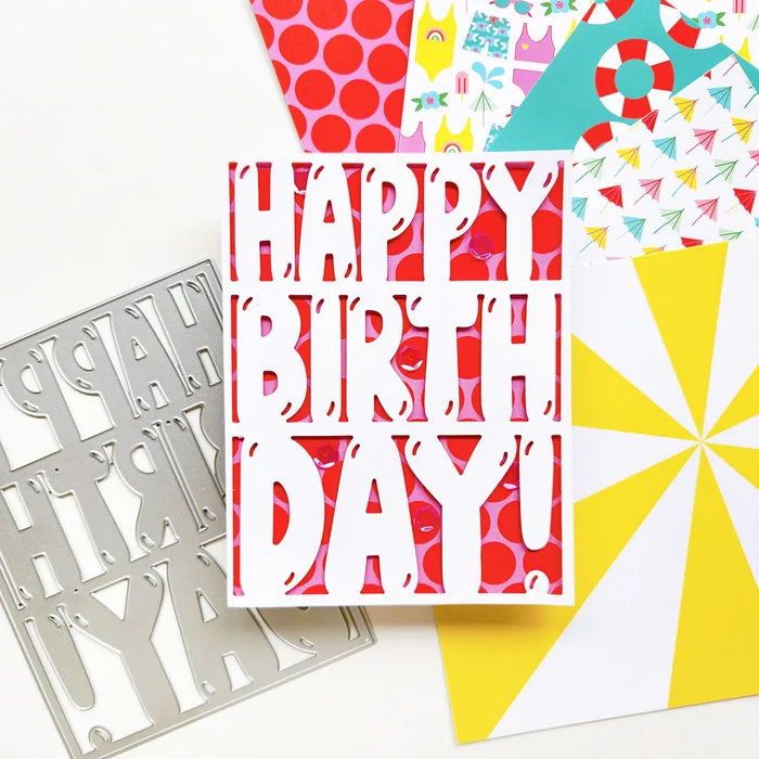 Catherine Pooler - Cover Plate Die - Balloon Letter Birthday. Available at Embellish Away located in Bowmanville Ontario Canada. Example by Catherine Pooler Designs brand Ambassador.