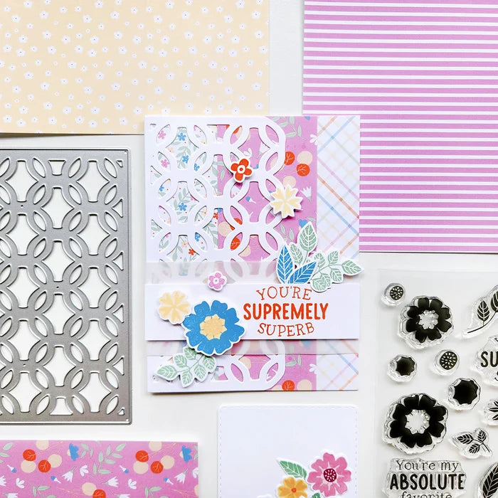 Catherine Pooler - Cover Plate Die - Lattice Love. Available at Embellish Away located in Bowmanville Ontario Canada. Example by Catherine Pooler Designs.