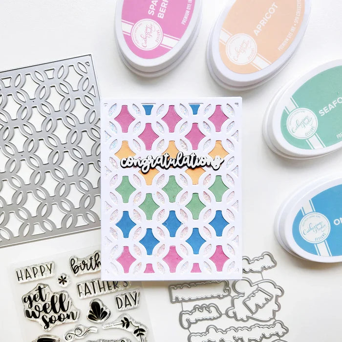 Catherine Pooler - Cover Plate Die - Lattice Love. Available at Embellish Away located in Bowmanville Ontario Canada. Example by Catherine Pooler Designs.