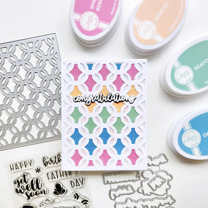Catherine Pooler - Cover Plate Die - Lattice Love. Available at Embellish Away located in Bowmanville Ontario Canada. Example by Catherine Pooler Designs.