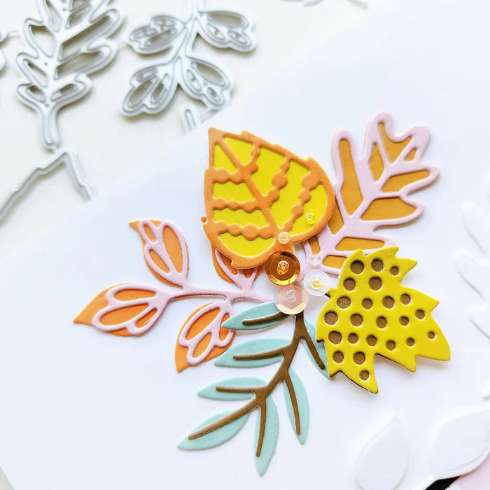 Catherine Pooler - Dies - Falling Foliage. Available at Embellish Away located in Bowmanville Ontario Canada. Example by Ilina at Catherine Pooler Designs.