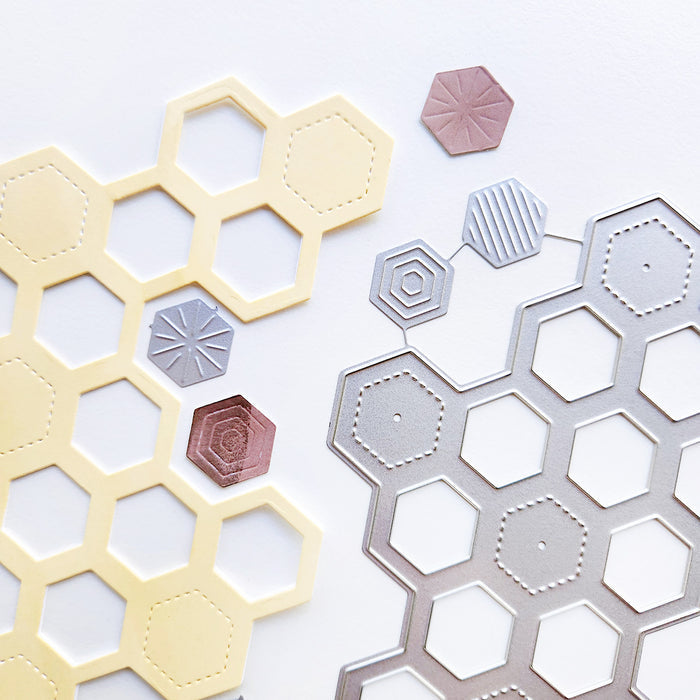 Catherine Pooler - Dies - Honeycomb. Available at Embellish Away located in Bowmanville Ontario Canada. Example by Catherine Pooler.