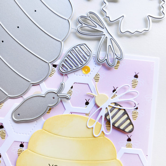 Catherine Pooler - Dies - Oh Bee Hive. Available at Embellish Away located in Bowmanville Ontario Canada. Example by Catherine Pooler.