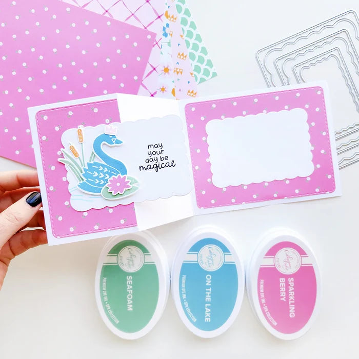 Catherine Pooler - Patterned Paper - Swan Lake. Plaid print, a timeless touch. Available at Embellish Away located in Bowmanville Ontario Canada. Example by Catherine Pooler Designs brand ambassador.