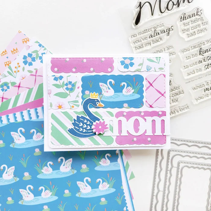 Catherine Pooler - Patterned Paper - Swan Lake. Plaid print, a timeless touch. Available at Embellish Away located in Bowmanville Ontario Canada. Example by Catherine Pooler Designs brand ambassador.