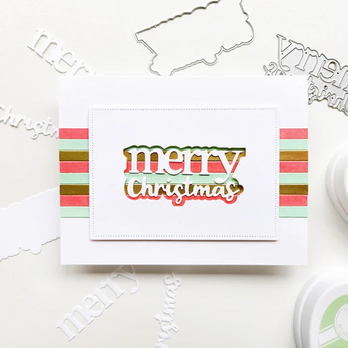 Catherine Pooler - Word Die - Merry Stack. Available at Embellish Away located in Bowmanville Ontario Canada. Example by Kristie at Catherine Pooler Designs.