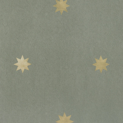 Charlie Stone sage green wallpaper with scattered gold starbursts, made to order in the USA with short lead times