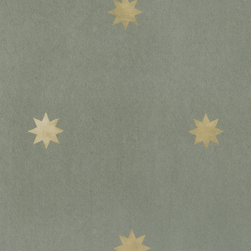 Charlie Stone sage green wallpaper with scattered gold starbursts, made to order in the USA with short lead times