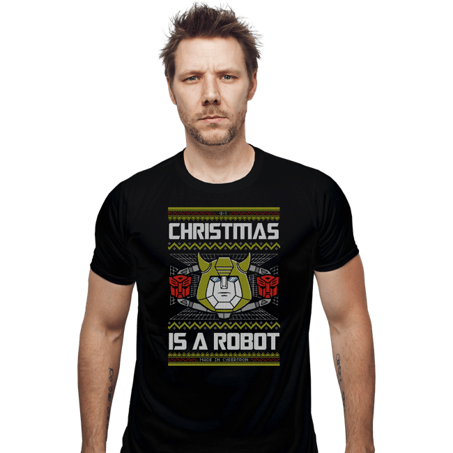 Shirts Fitted Shirts, Mens / Small / Black Christmas Is A Robot