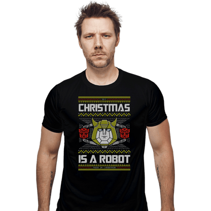 Shirts Fitted Shirts, Mens / Small / Black Christmas Is A Robot