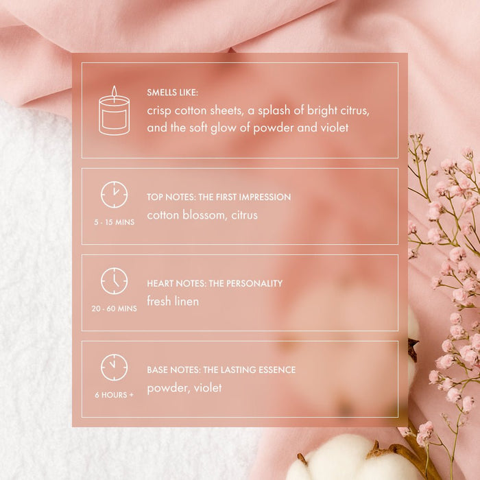 Clean Girl Aesthetic Candle | Cotton, Fresh Linen, Powder, Floral - Footnotes Paper