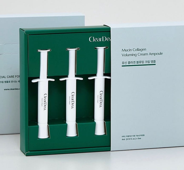 ClearDea Mucin Collagen Volumizing Cream Ampoule (4mlx5ea) أمبولة كريم تكثيف الكولاجين والميوسين من كلير ديا - Princess Cosmetics Qatar