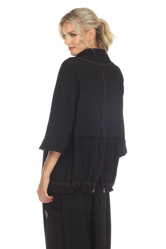 Contrast-Trim Tunic Top in Black - 3573-BLK