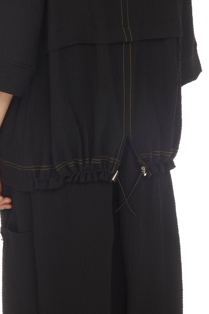 Contrast-Trim Tunic Top in Black - 3573-BLK