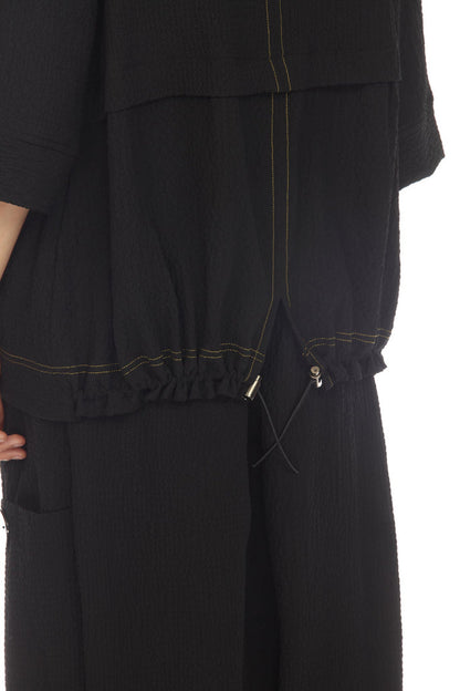 Contrast-Trim Tunic Top in Black - 3573-BLK