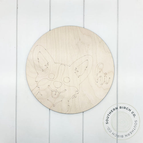 Corgi Etched Round Blank