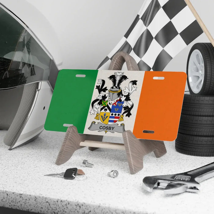 Irish Flag with Cosby Family Crest License Plate