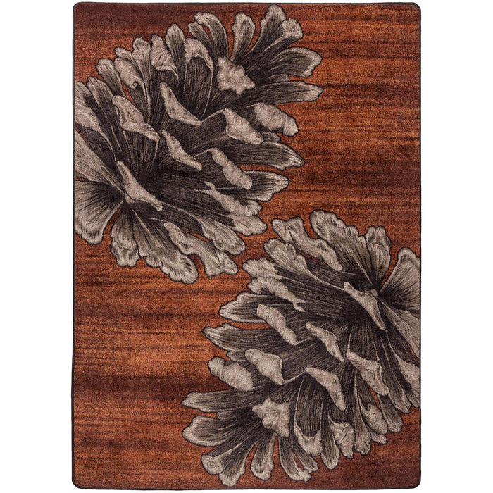 Image of an area rug, Courting Pine Cones - Rust
